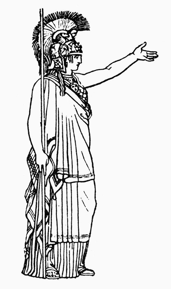 Posterazzi AthenaMinerva Ngreek And Roman Goddess Of Wisdom Art And War Line Drawing Poster Print by (24 x 36)