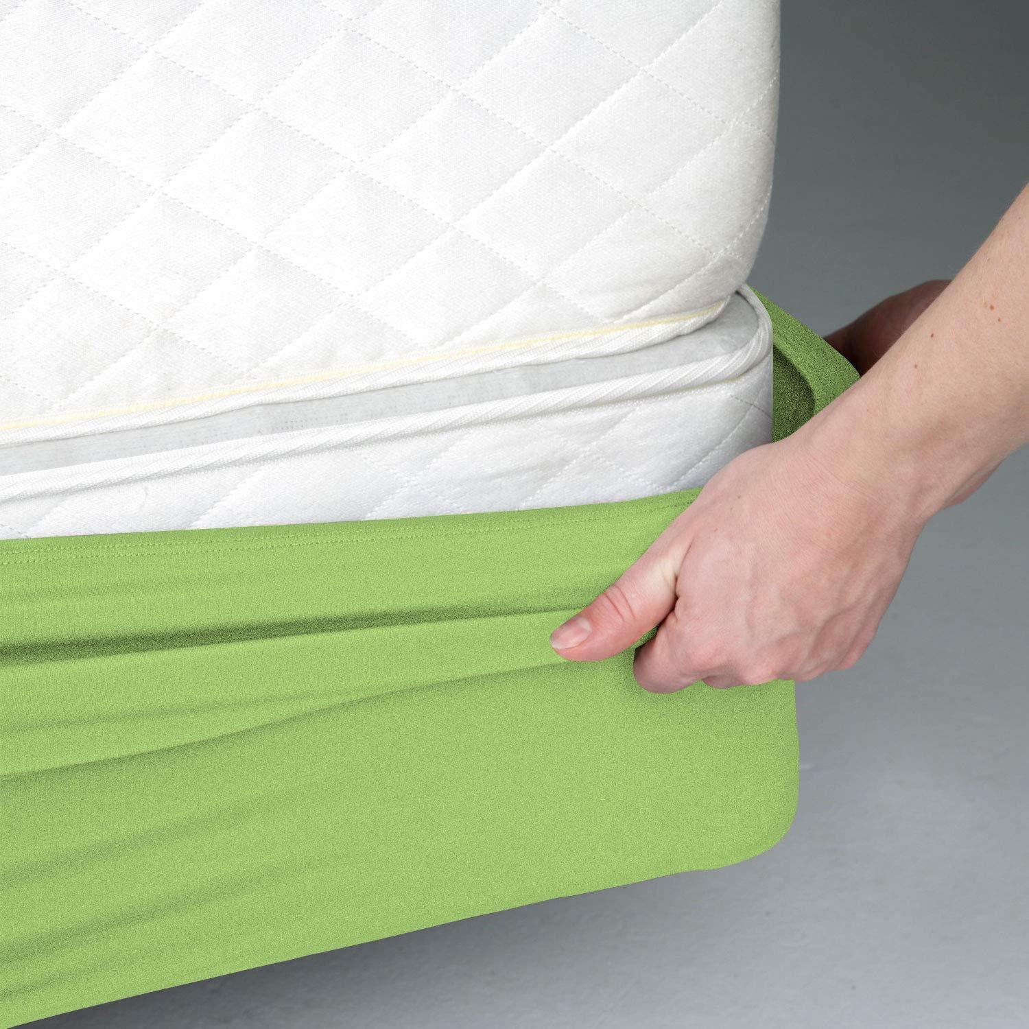 Yarns of Cotton Box Spring Cover King XL Size, Elastic Fabric Wrap Around 4 Sides Bed Skirt, Ultra Soft & Wrinkle Free, Sleek Alternative Replacing Bedskirts for Hotel/Home, Fits Box Springs up to 16\", Sage