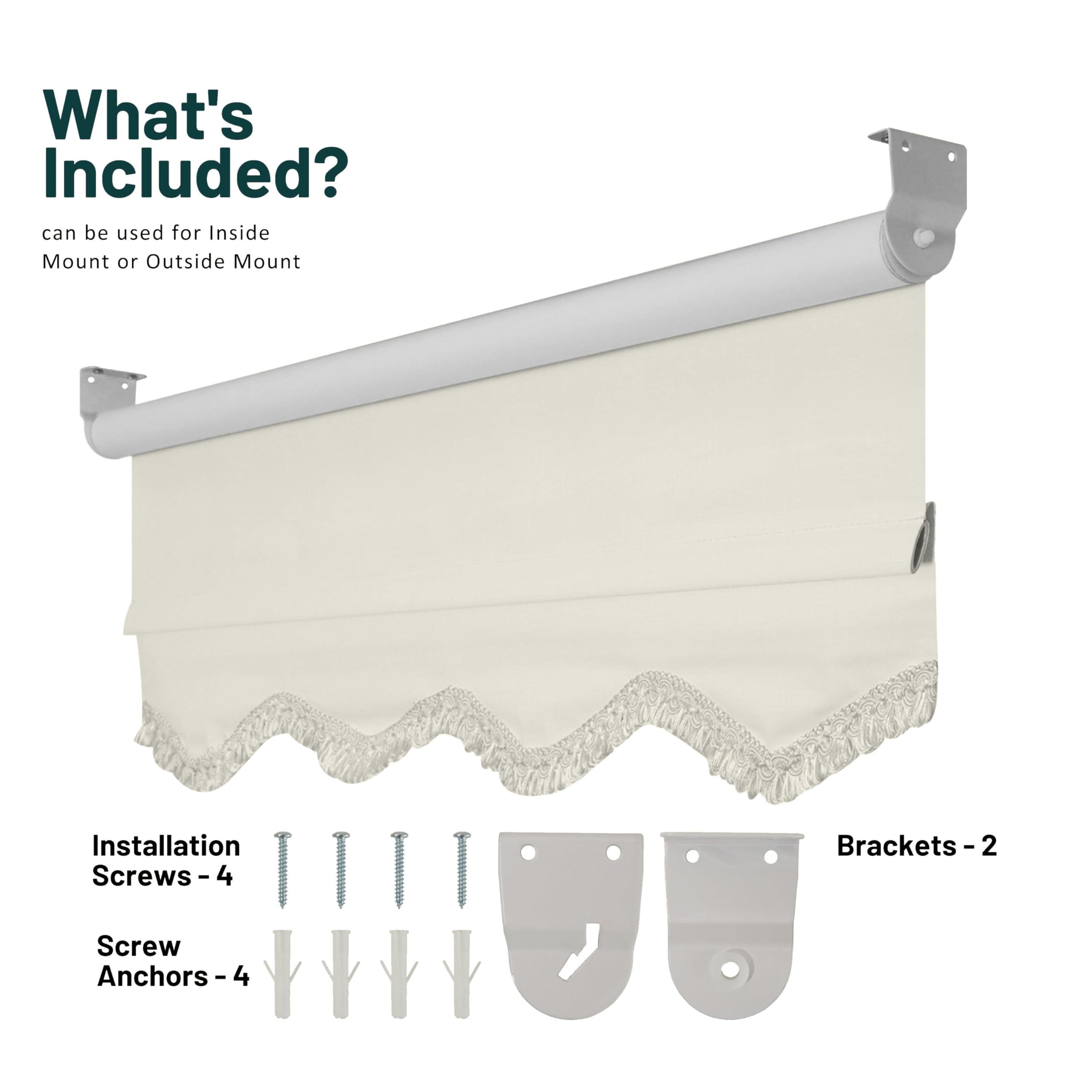 CHICOLOGY CHICOLOGY Blackout Custom Roller Shades, Cordless Blinds, Window Shades for Home, Roller Window Shades,Window Treatments, Door Blinds, Blackout Shades, Ivory Textured (Fringe), 71.5" W X 64" H