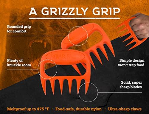 Bear Paws Bear Paws Meat Claws - The Original Meat Shredder Claws, USA Made - Easily Lift, Shred, Pull and Serve Meats - Ultra-Sharp, Ideal Meat Claws for Shredding Pulled Pork, Chicken, Beef, Turkey - Orange