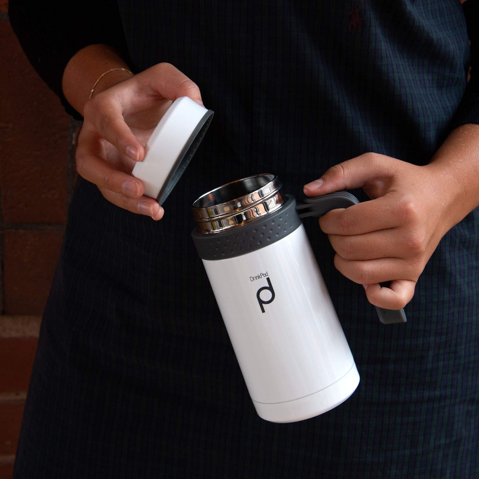 DRINKPOD DrinkPod Pioneer Stainless Steel Vacuum Insulated Leak-Proof Capsule Flask 6 Hours Hot 24 Hours Cold, Red, 0.45 Litre