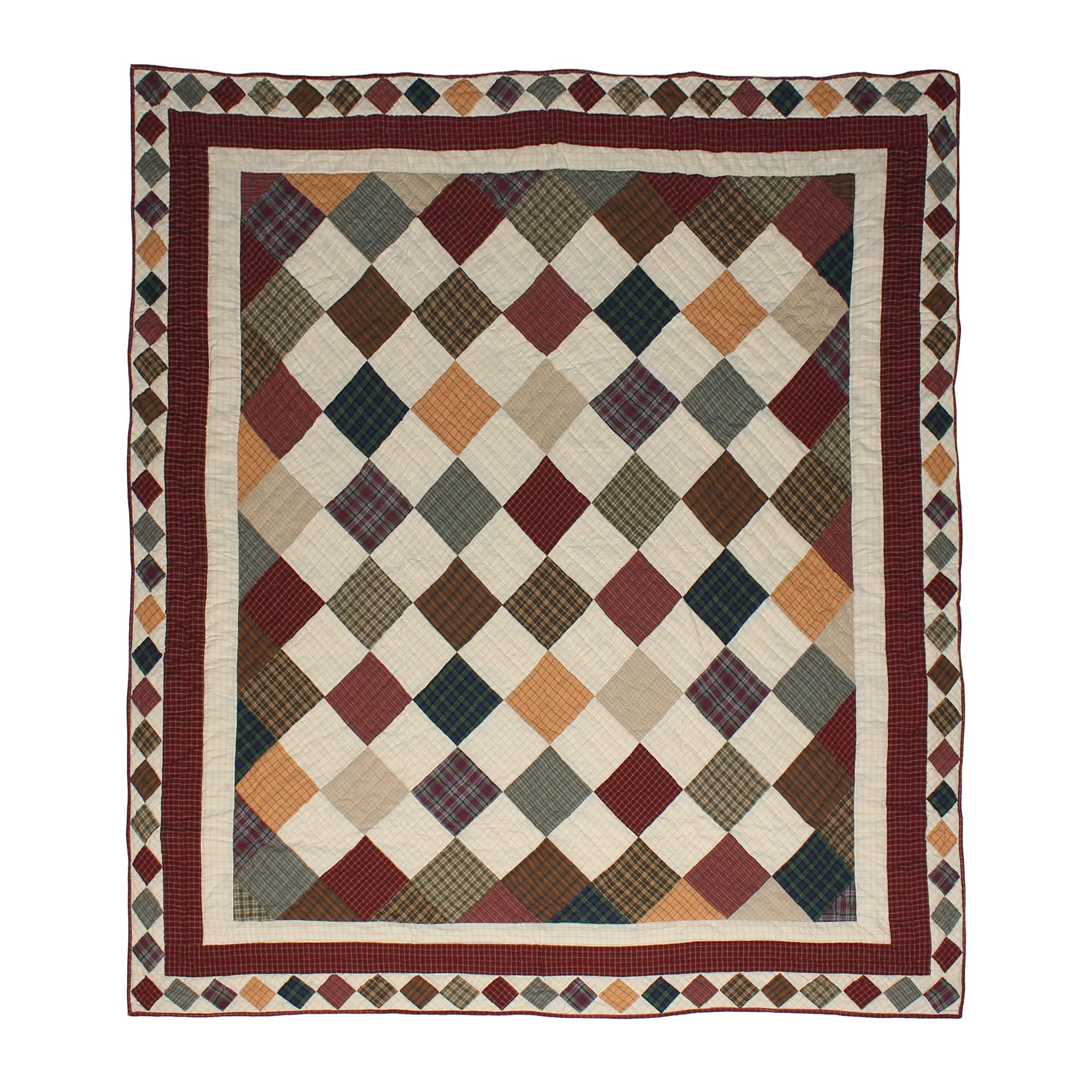 Patch Magic Rustic Ambers Twin Quilt (65\" Wx85 L), Hand-Cut and Patchwork Cotton Fabric Blocks