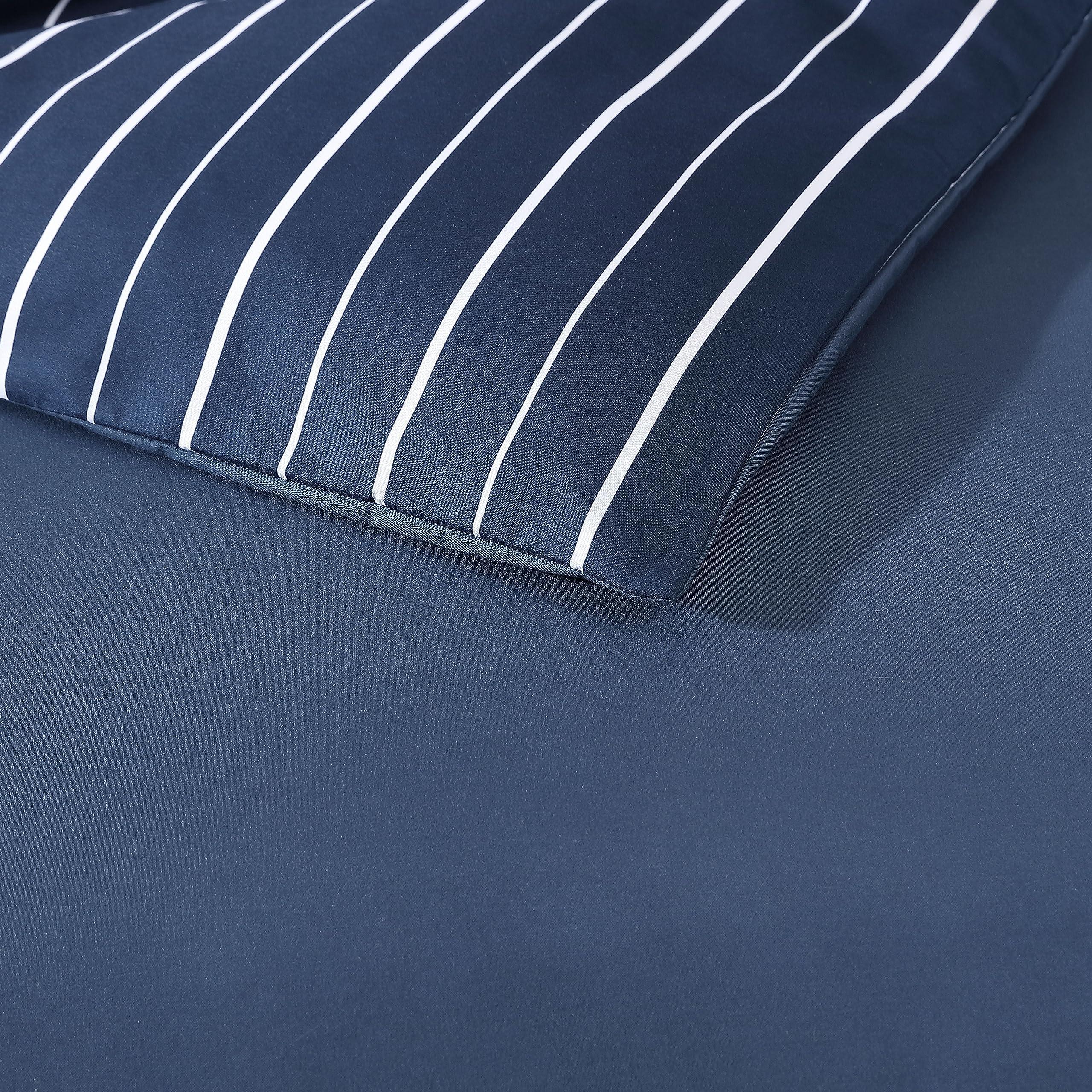 Nautica Nautica - Queen Duvet Cover Set, Soft Reversible Microfiber Bedding with Matching Shams, Solid Home Decor for All Seasons (Longdale Navy, Queen)