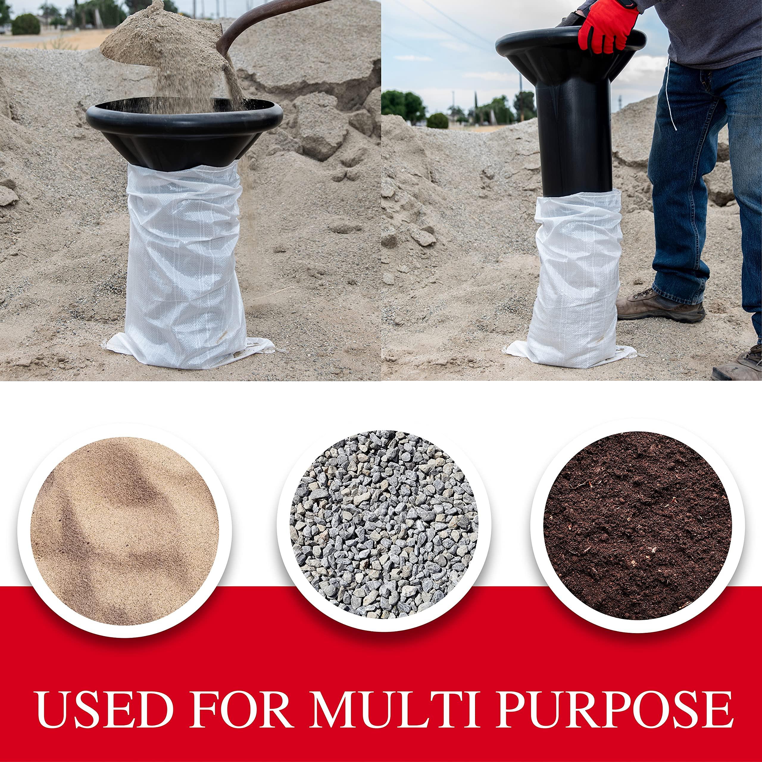 THE SANDBAG FUNNEL DO-IT-YOURSELF BAG FILLING SOLU Sandbag Filler Tool - Durable Sand Funnel for Manual Filling-Sand Bag Funnel, Sand Bag Filler Funnel for All Industries, Sand Bag Filler Stand, Easy Sand Bag Filler Tool -1 Sandbag Funnel