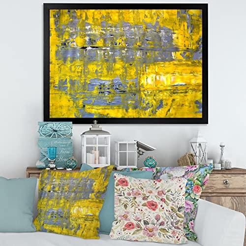 DesignQ DesignQ Yellow Meets Grey Abstract Art I Modern Framed Wall Art