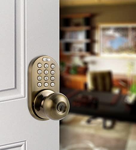 MiLocks MiLocks XKK-02AQ Digital Door Knob Lock with Keyless Entry via Remote Control and Keypad Code for Interior Doors
