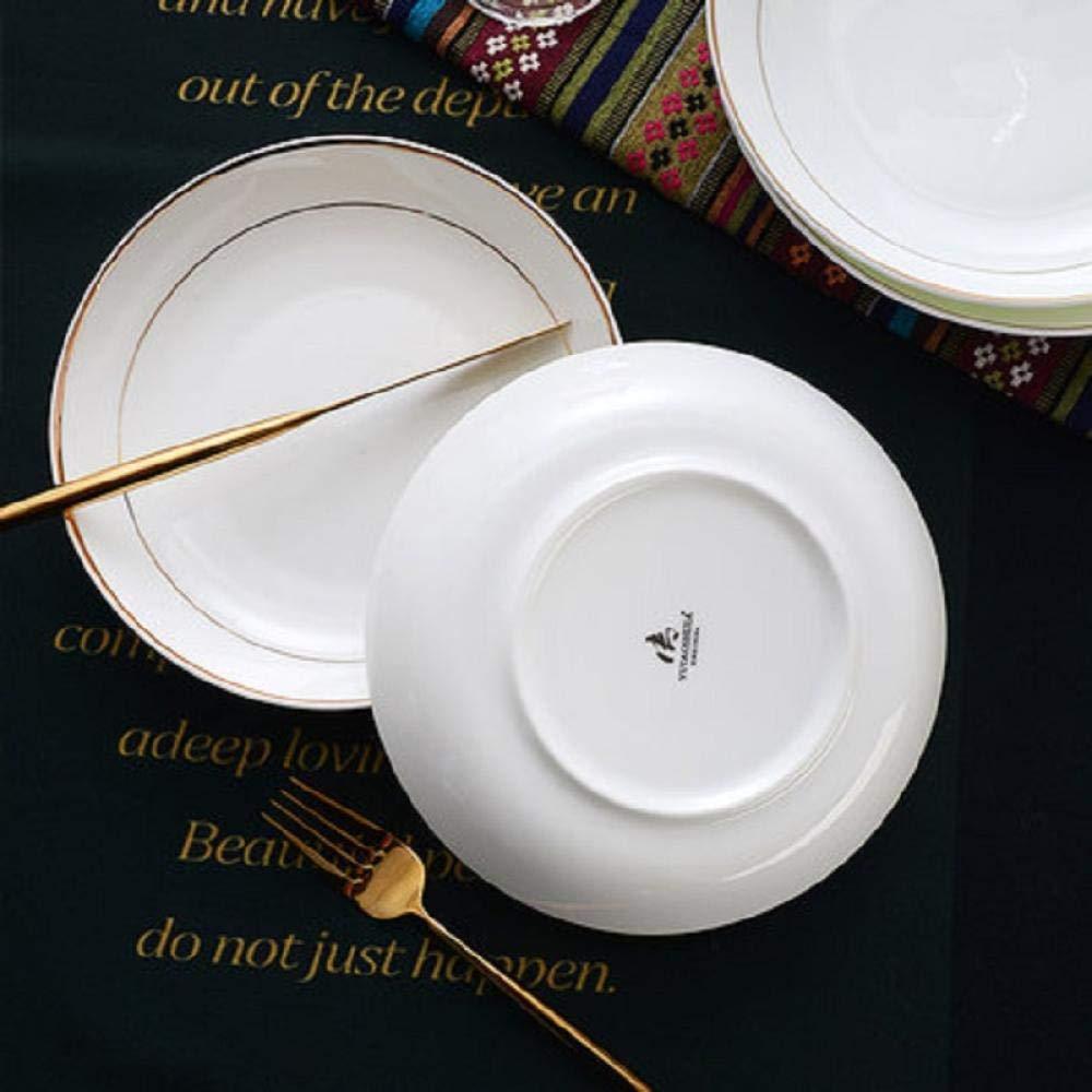 JF-XUAN JF-XUAN Dinnerware Set Kitchen Phnom Plate 6pieces European Western Plates Western Point Plate Round Western Plate White Bone Porcelain Plate
