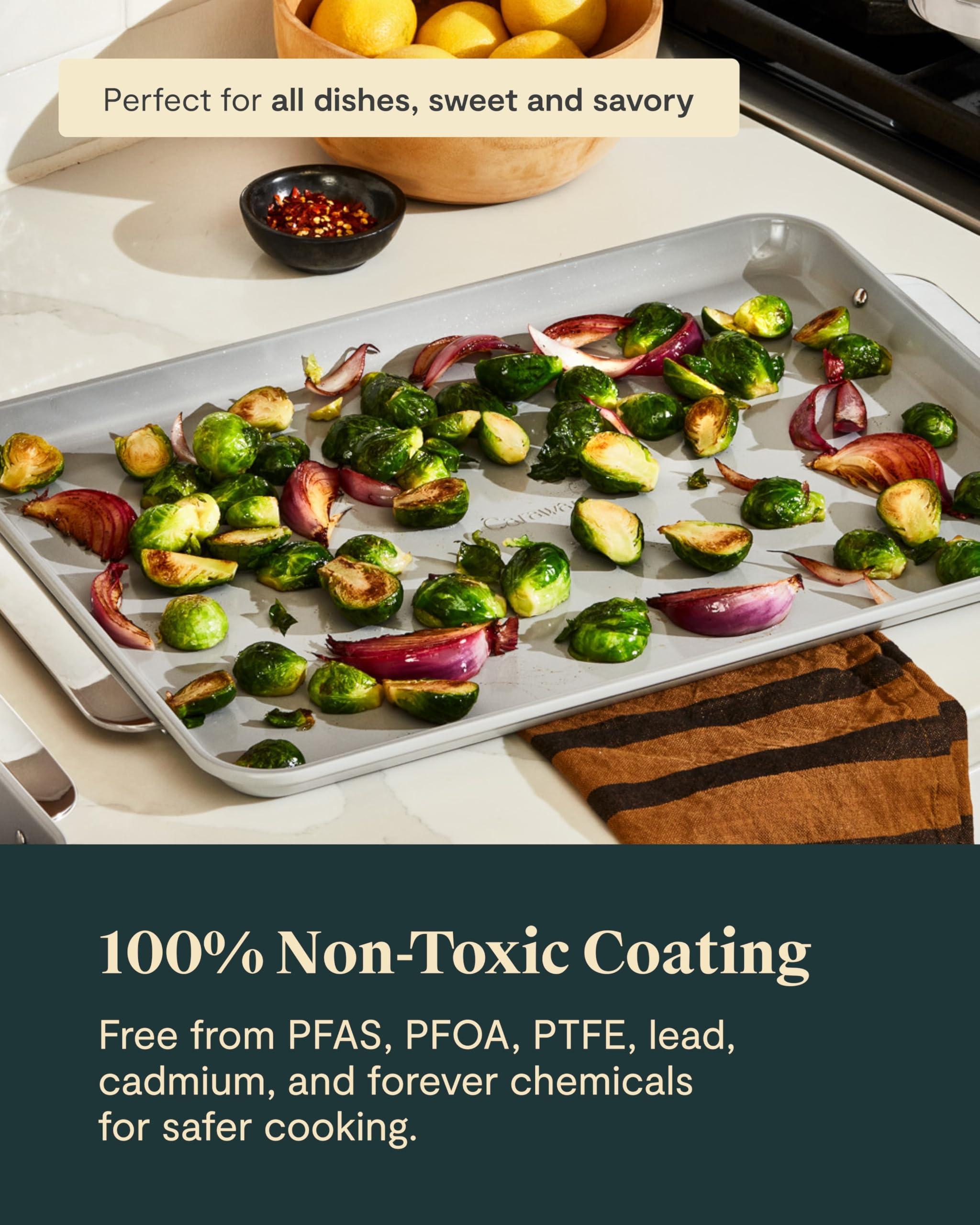 Caraway Caraway Non-Stick Ceramic Baking Sheet - Naturally Slick Ceramic Coating - Non-Toxic, PTFE & PFOA Free - Perfect for Baking, Roasting, and More - Large (18\" x 13\") - Sage