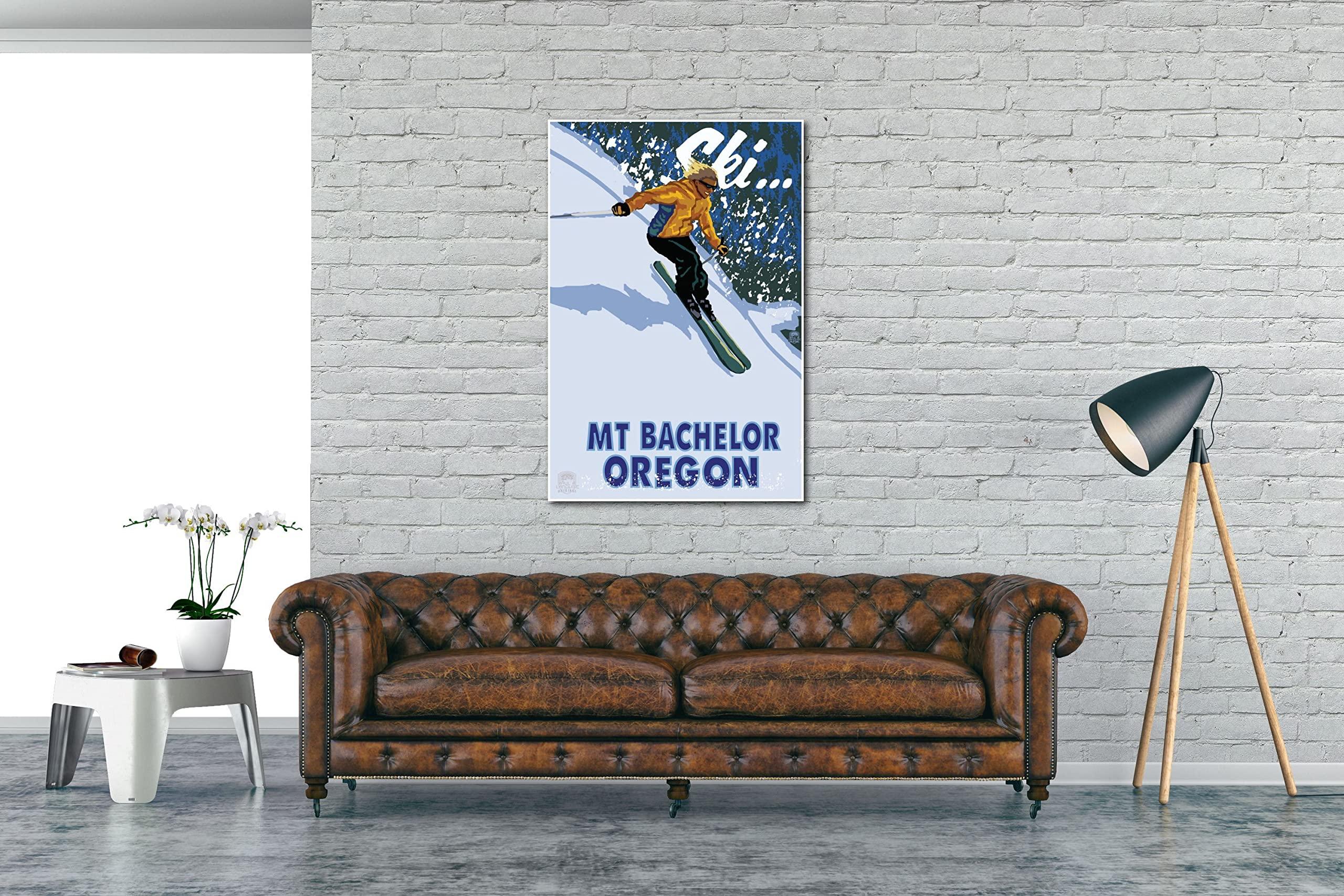 Northwest Art Mall Mt Bachelor Bend Oregon Downhill Skier Giclee Art Print Poster from Travel Artwork by Artist Paul A. Lanquist 30\" x 45\"