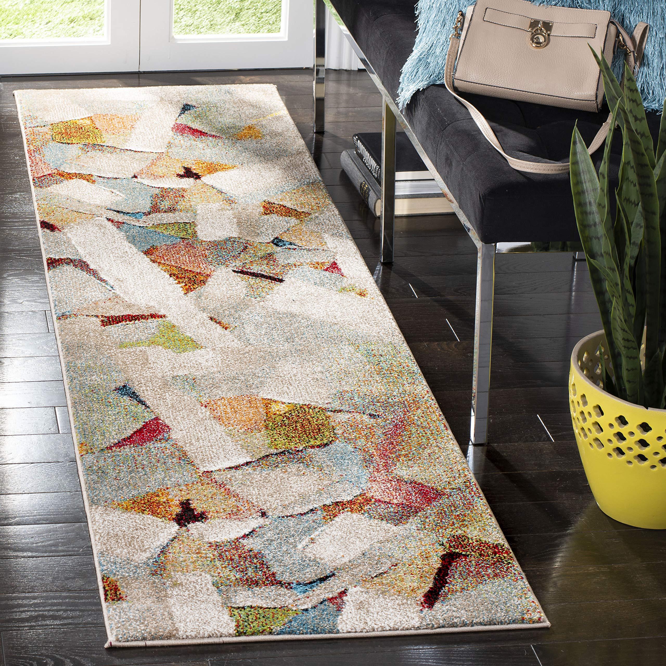 Safavieh SAFAVIEH Porcello Collection Runner Rug - 2'3" x 14', Grey & Multi, Modern Abstract Design, Non-Shedding & Easy Care, Ideal for High Traffic Areas in Living Room, Bedroom (PRL6937B)