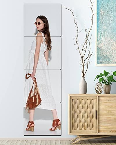 SHATTER MIRROS Unbreakable Acrylic Mirror Non-Glass shatterproof Mirror Full Length Wall Gym for Home Mirror Frameless Home Fitness Mirrors (4pcs,12 in x12 in ), Silver