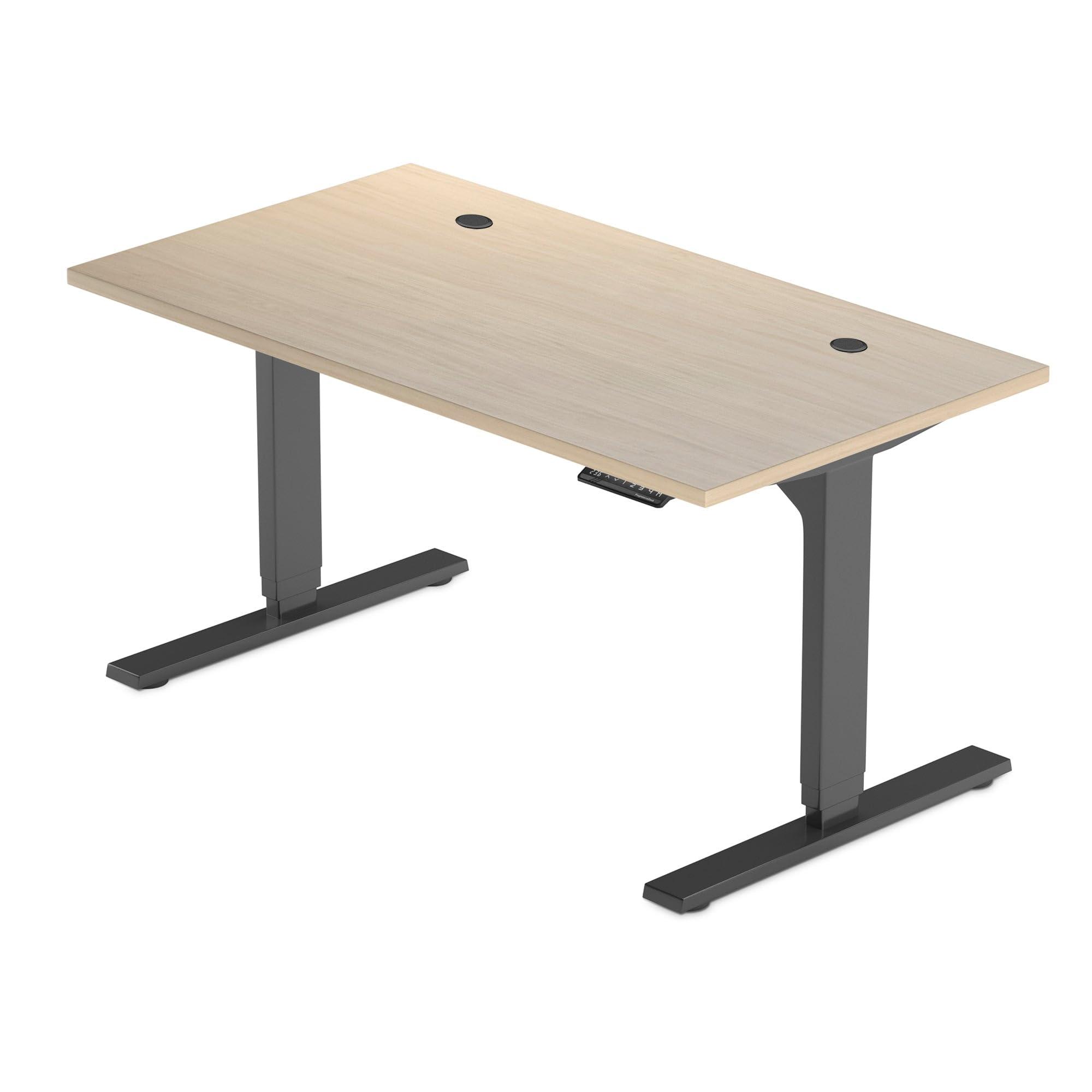 Progressive Desk Progressive Desk Standing Desk 72\" x 30\" - Electric Adjustable Height Stand Up Desk - Home Office Stand Workstation - Dual Motor - Black Frame, Bright Beech Top