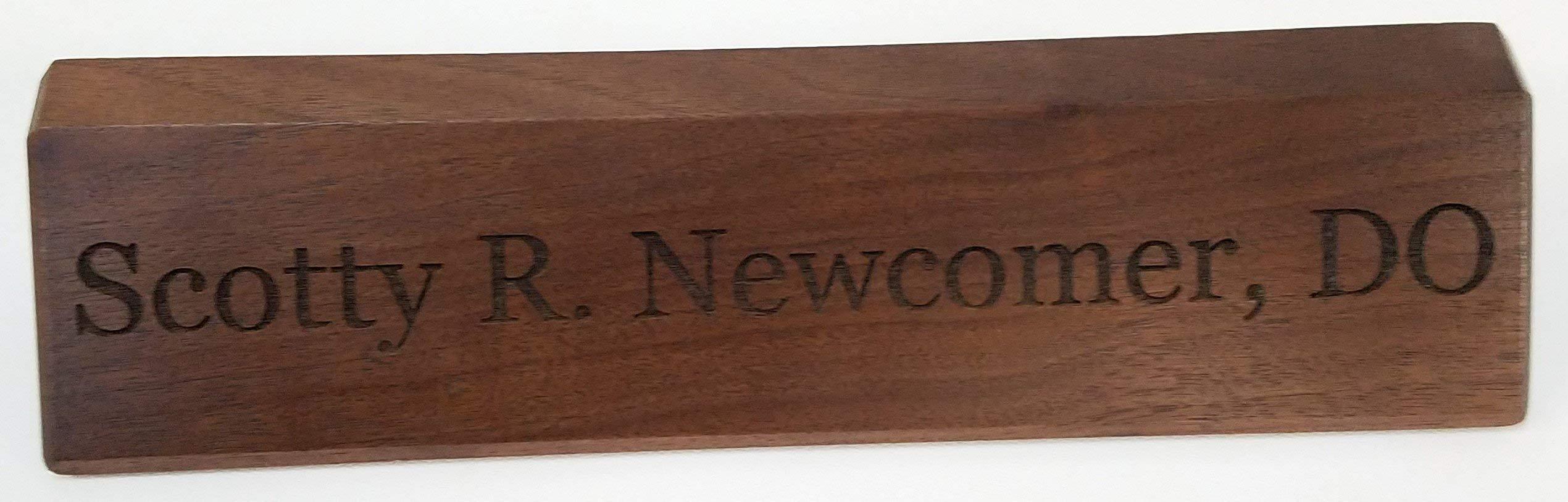Generic Walnut Desk Nameplates - Personalized Office Name Plate - Executive - Engraved Name Desk Wedge