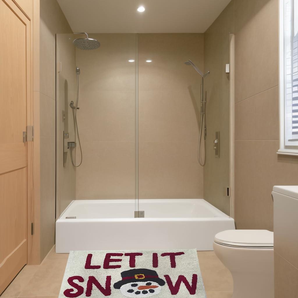 St. Nicholas Square St. Nicholas Square Bathroom Rug, Plush Let It Snow Snowman Themed Bath Mat 20 x 30, Machine Wash