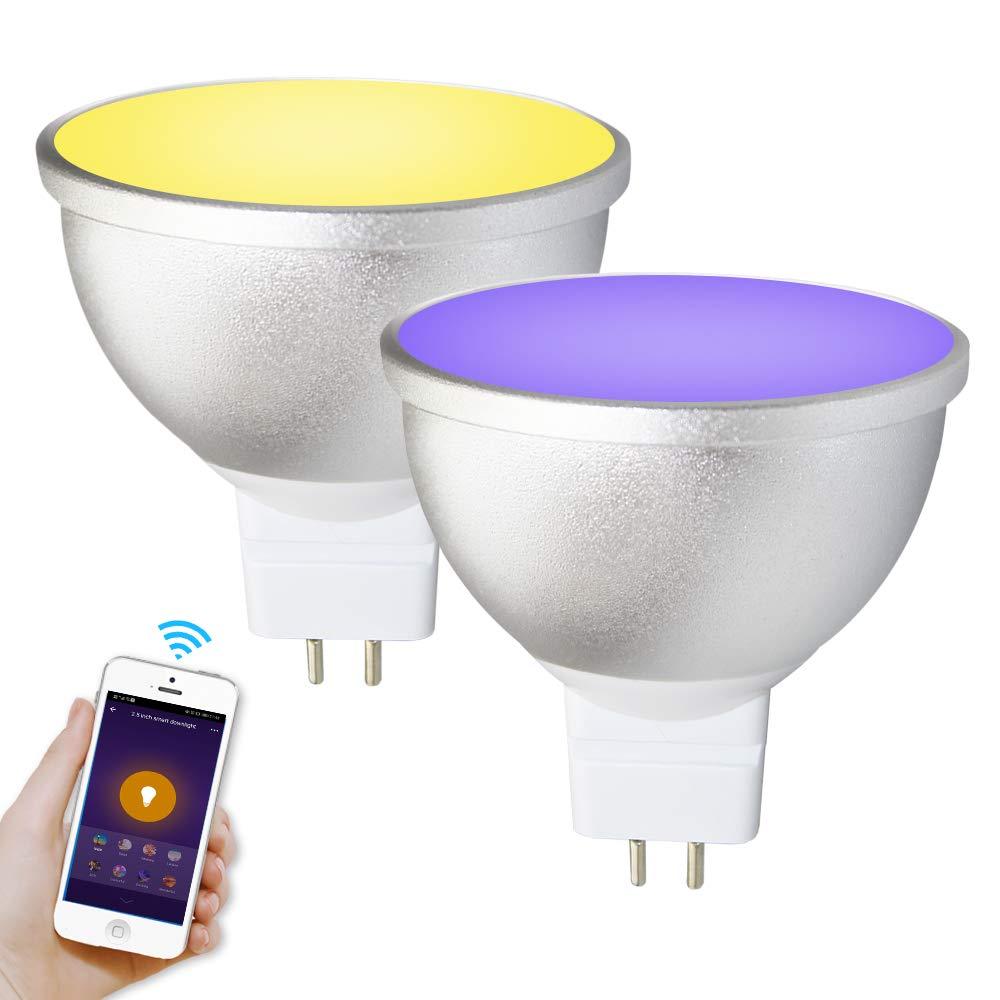 BENEXMART BENEXMART Gu5.3 LED Bulb MR16 12V WiFi Alexa Google Home Assistant IFTTT Tuya Smart Life APP Remote Control RGB LED Light Dimmer Lamp (2 Pack)
