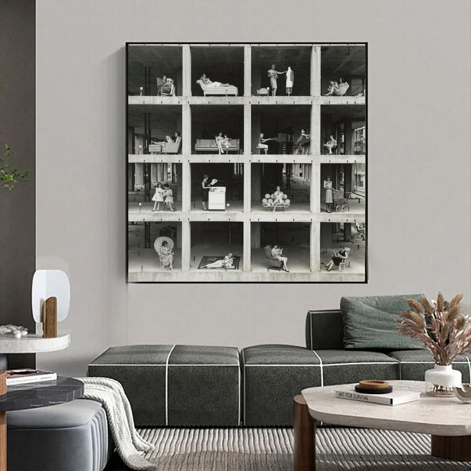 Generic Ormond Gigli Window Girl Art Portrait Poster Black And White Vintage PosterWall Poster Art Canvas Print Living Room Office Bedroom Aesthetic Poster16x16inch(40x40cm) Frame-style