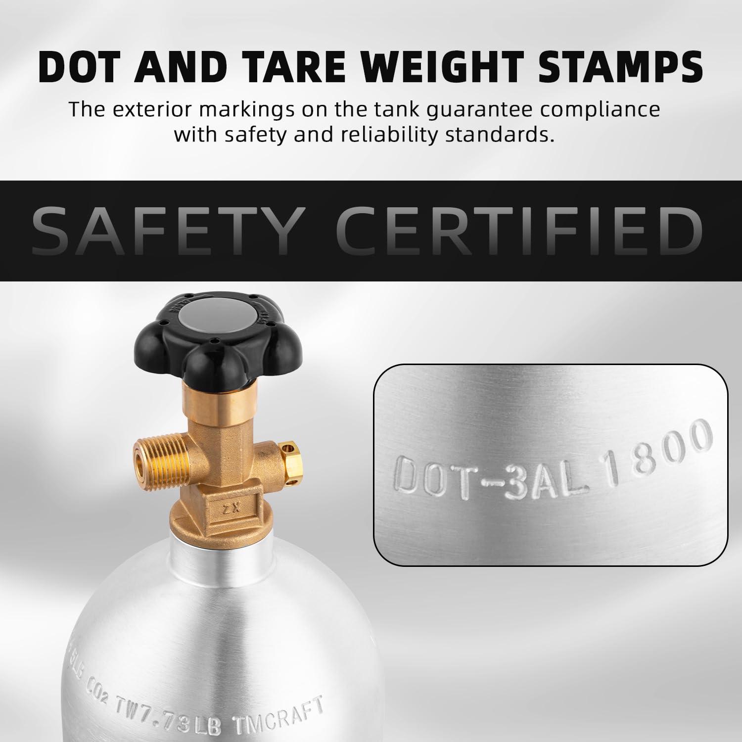 TMCRAFT TMCRAFT 10lb CO2 Tank, High Strength Aluminum Alloy Cylinder with CGA-320 Valve, DOT Approved Cylinder for Kegerator kit and Draft Beer Dispensing