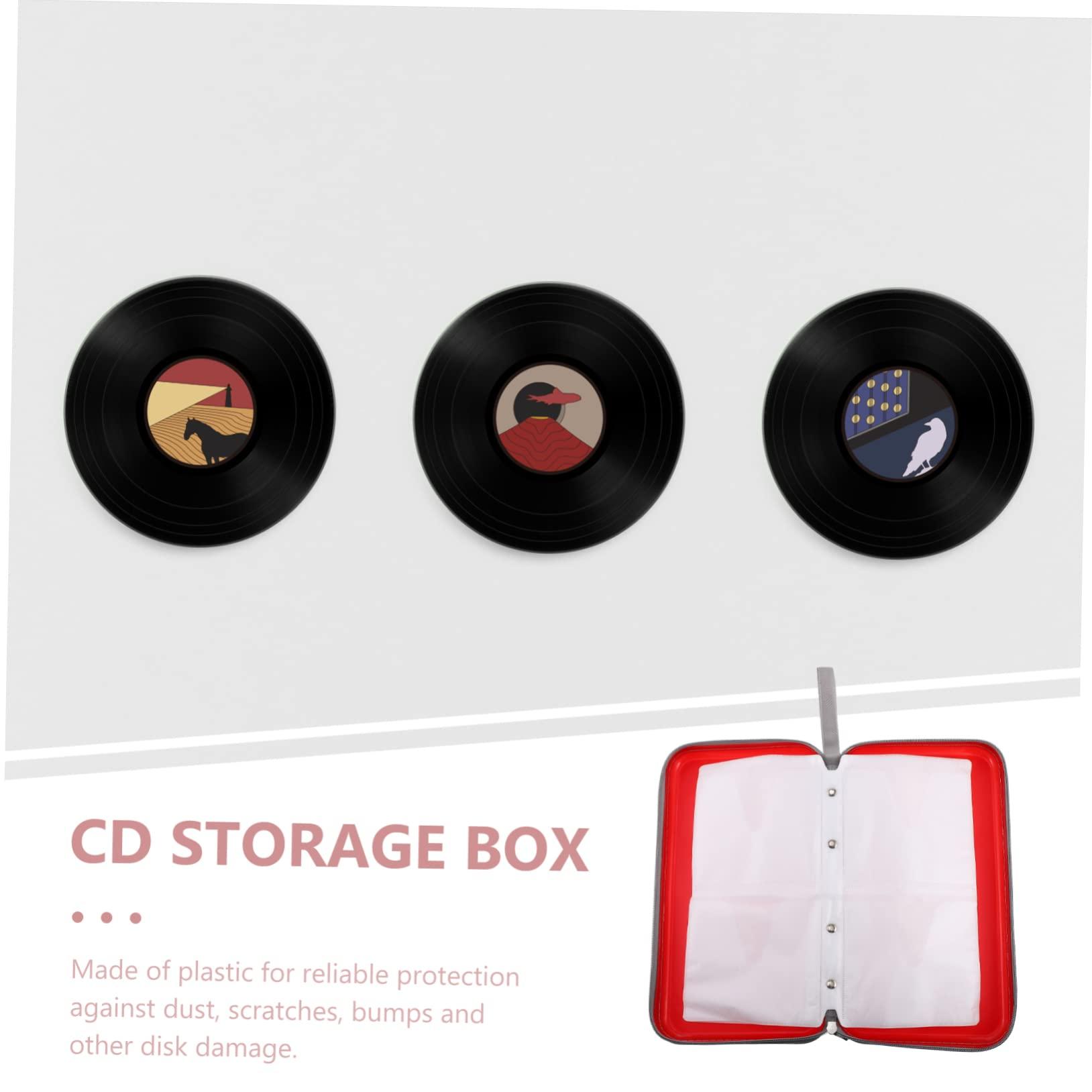 ROMISBABA ROMISBABA CD Package CD Organizer Blank Cassette Empty Cases Big Capacity Bag Blank CD Case Organizer CD Storage Case Disc Storage Bag Media Storage Bags Wallets CD Case Red Plastic