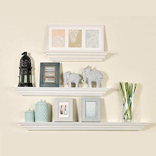 WELLAND WELLAND White Finished 48 inch Pine Wood Fireplace Mantel Shelf Wall Mounted,Corona Crown Molding Floating Wall Picture Ledge Shelves