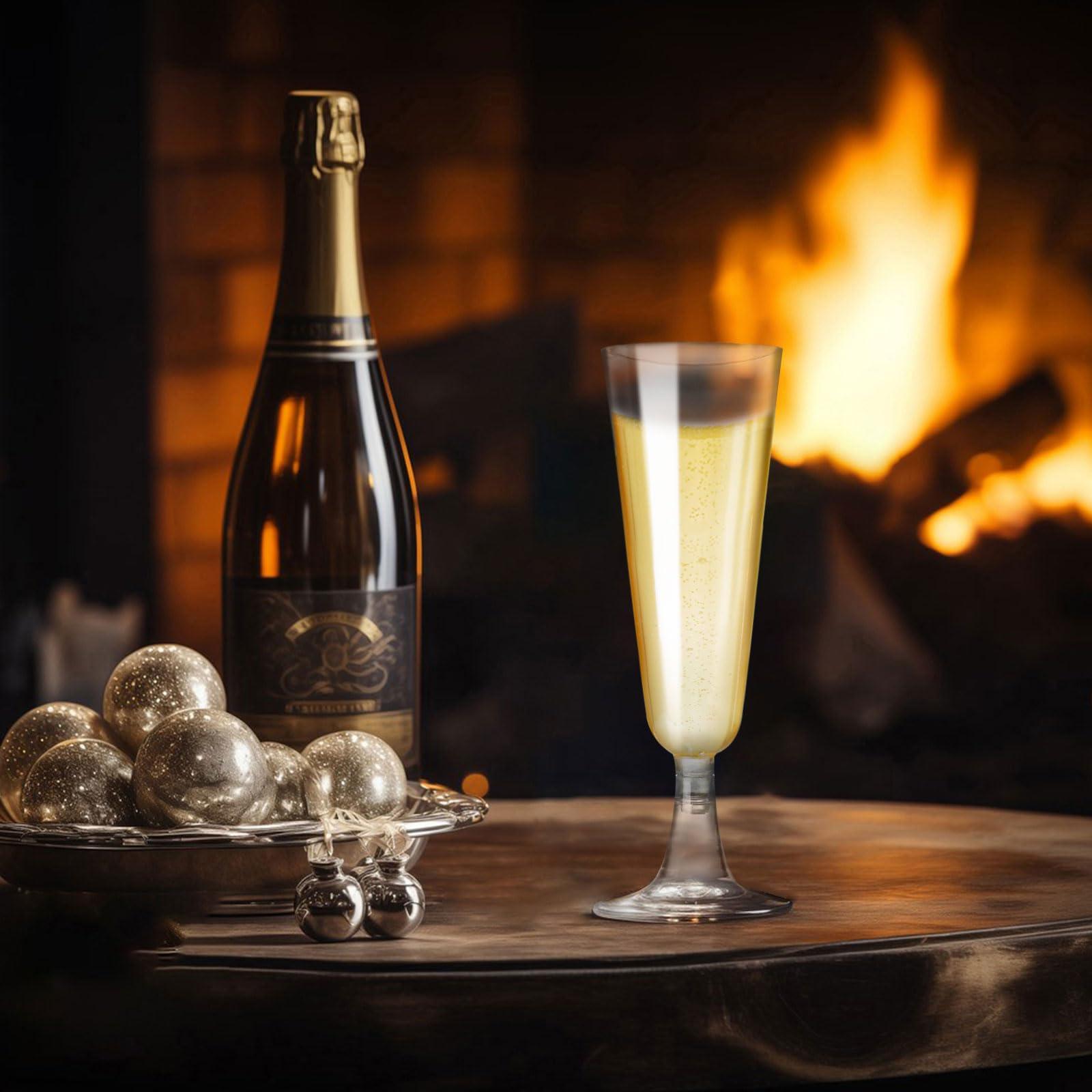 CALBODE CALBODE 50 Pack Plastic Champagne Glasses 5 OZ Clear Disposable Champagne Flutes Plastic Mimosa Cups Acrylic Wedding, Toasting Glasses for Party, Birthday, Cocktail Cups Bulk