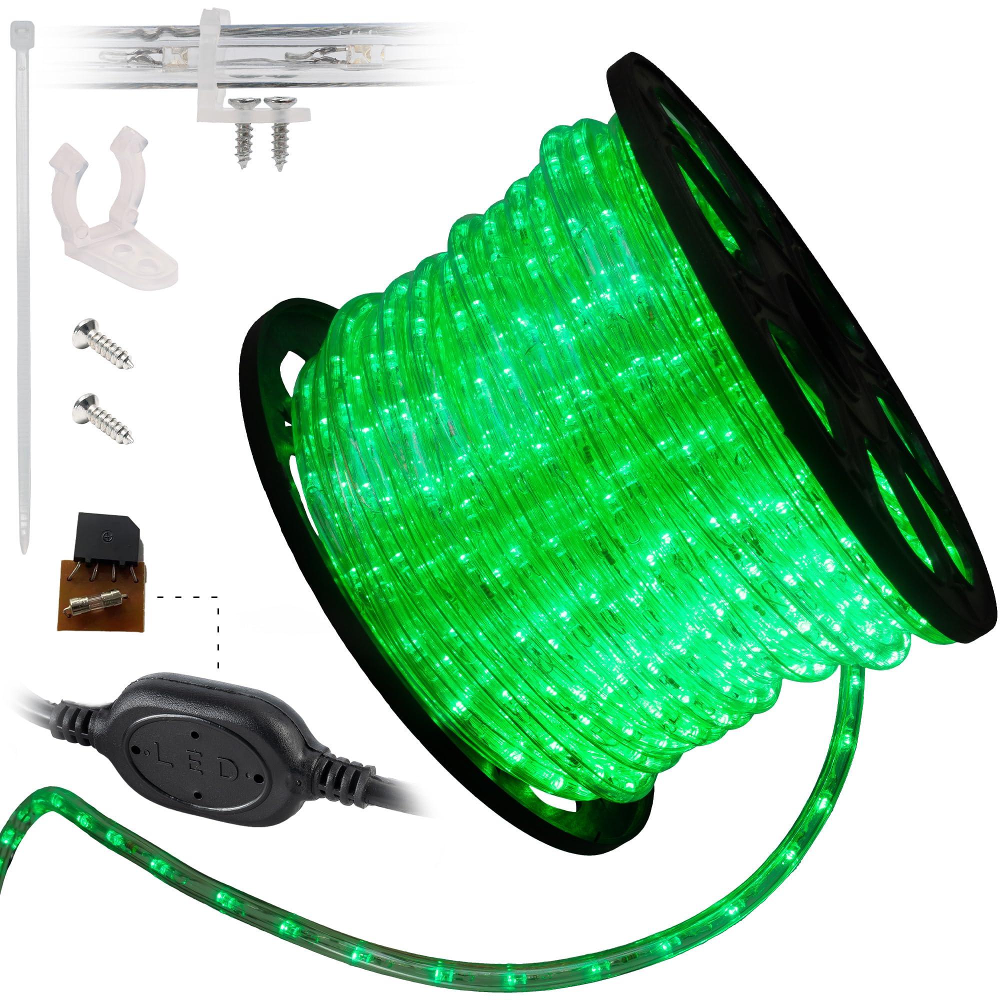 WYZworks WYZworks 1656LEDs 150ft LED Outside Rope Lights, Outdoor ETL Certified Waterproof Permanent 360 Degree Light Emitting, Flexible Tube, Connectable, Christmas Palm Tree Exterior Landscape, Green