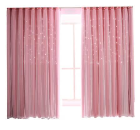DARKAL Pink Girls Curtains for Living Room Bedroom Curtains Double Layer Blackout Curtains Star Cut Out Pink Curtain Window Drapes for Nursery 2 Panels (52 inch Width 65 inch Length)