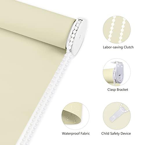 Didoya Didoya Outdoor Roller Shades,100% Blackout UV Protection Window Blinds for Patio,Doors,Windows,UV Protection Fabric,Easy to Install,85" W x 84" H,Apricot