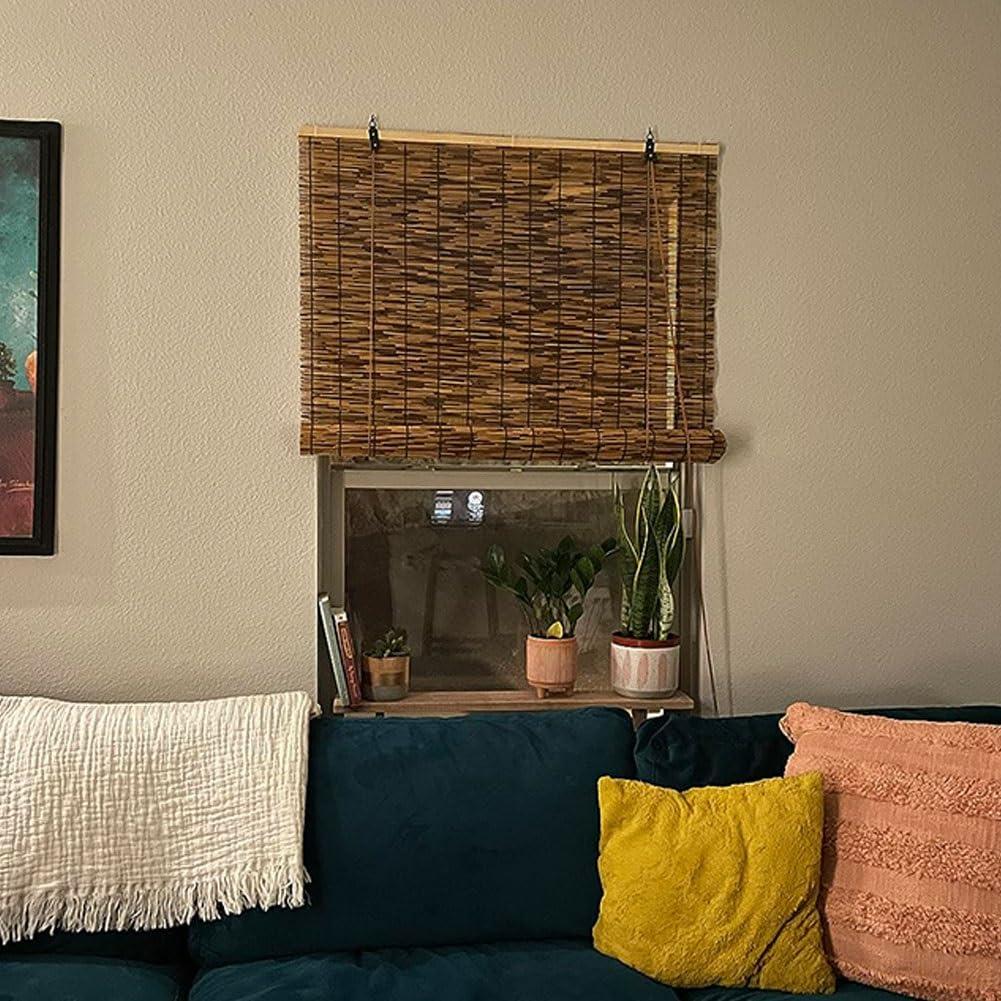 HomeLoft Basics Bamboo Shades Blinds 70% Bamboo Roller Blinds for Outdoor Indoor Privacy Shades Roman Curtain Natural Bamboo Window Shade Patio Roll Up Blind W 24" 34" 36" 46" 48" 52" 54" 58" 60" 72" Cordless (Size