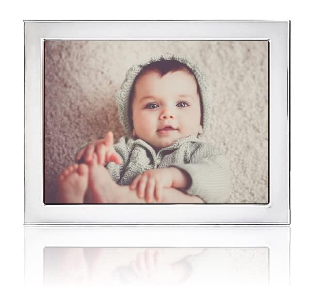 Cunill CUNILL Sterling Silver Picture Frame, Oxford 5x7 Picture Frame, Tarnish Resistant, Mahogany Wood Back, Fits 5\" x 7\" Photo