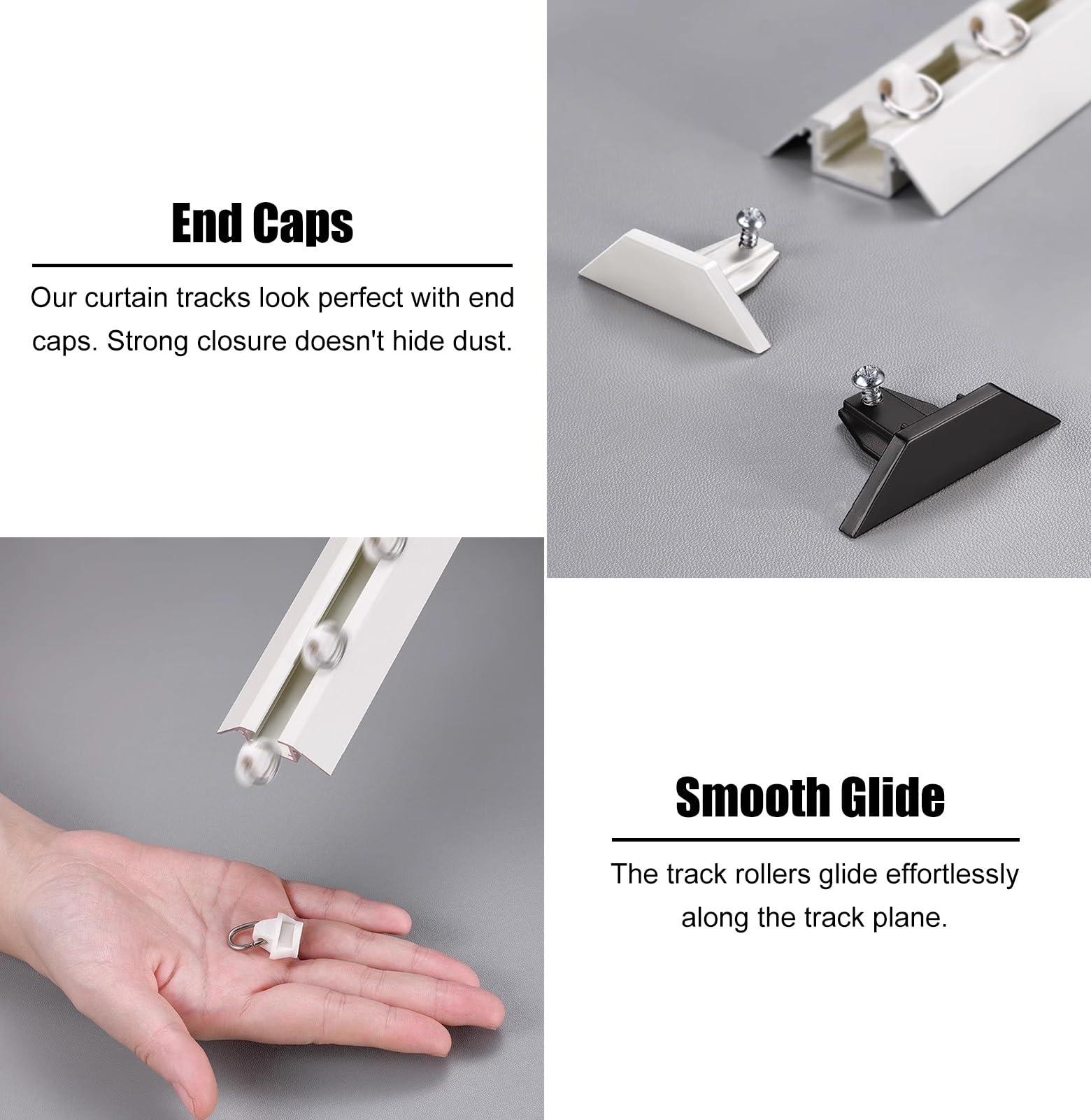 BBHW Ceiling Mount Curtain Track, Heavy Duty Single Curtain Rods, Curtain Pole for Window/Shower/Partition, Elegant Room Divider Track System (Color : Black, Size : 1.2m (3.9ft))