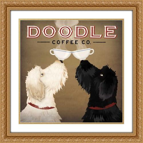 ArtDirect Fowler, Ryan 20x20 Gold Ornate Frame and Double Matted Museum Art Print Titled Doodle Coffee Double IV