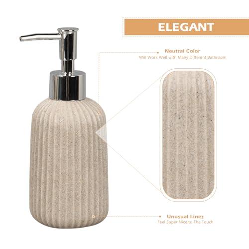 Tefola Tefola Beige Bathroom Accessories Set, 4 Pcs Resin Gift Set Apartment Necessities with Soap Dispenser,Toothbrush Holder,Bathroom Tumbler,Soap Dish for Vanity Countertop Accessories