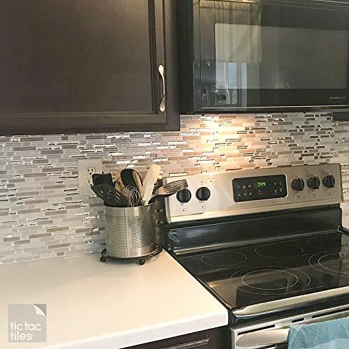 Tic Tac Tiles Tic Tac Tiles Peel and Stick Self Adhesive Removable Stick On Kitchen Backsplash Bathroom 3D Wall Tiles in Como Pebble (10 Sheets)