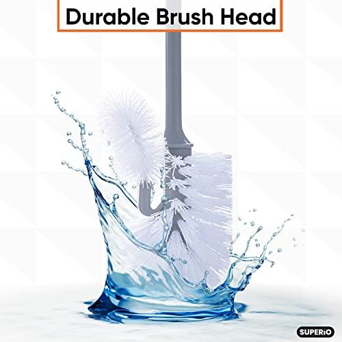 Superio Superio Toilet Brush and Holder (1 Pack) Toilet Scrubber Bowl Cleaner Brushes Wand, Toilets Brush with Holder Caddy, Bathroom Cleaning Brush, Bowl Brush Set