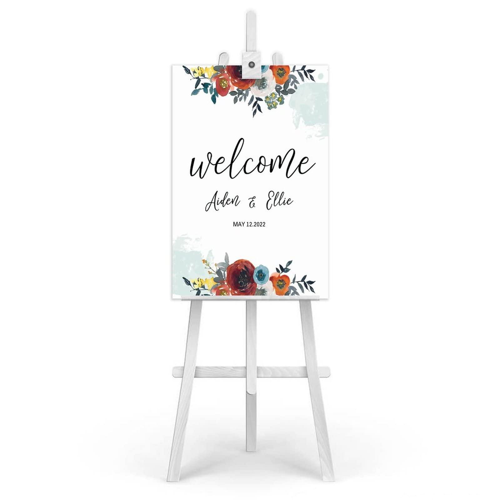 Wodevor Personalised Wedding Welcome Sign Wooden Welcome Sign Custom Wooden Wedding Welcome Sign Custom Welcome to The Wedding of Personalized Entrance Sign for Wedding Guests 30X20 Inch