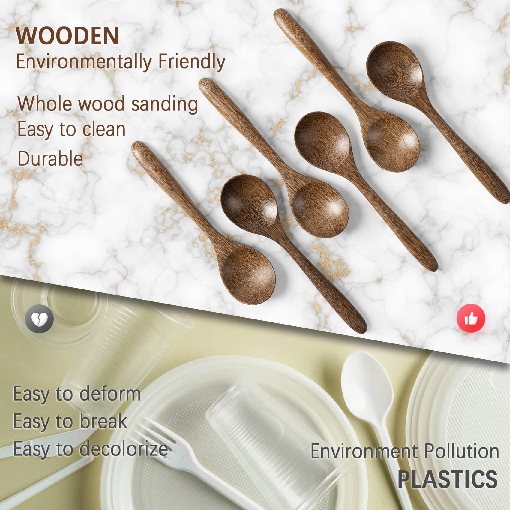 Hefild Hefild 6.7inch 6PCS Wooden Spoons for Honey and 13inch 3PCS Large Wooden Spoons for Cooking