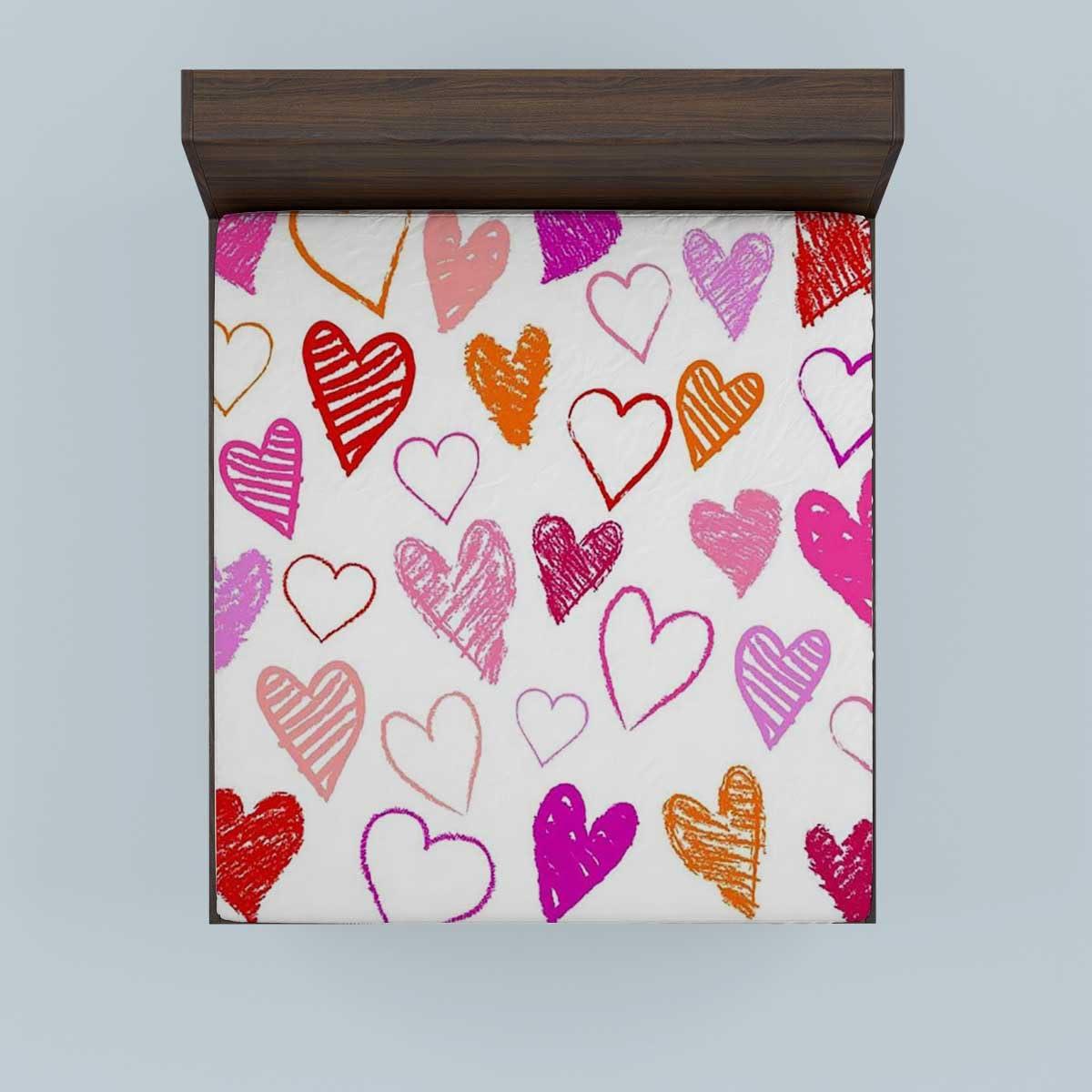 WHYATT Full Single Bed Sheets Red,Love Heart Shaped Adjustable Bed Sheets Premium Soft Full Size