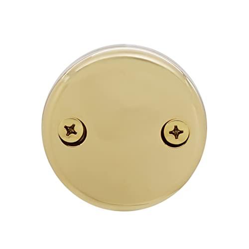 Westbrass Westbrass D94K-01 Twist & Close Bathtub Drain Stopper with 2-Hole Faceplate and Adapter Bushing, 1-Pack, Polished Brass