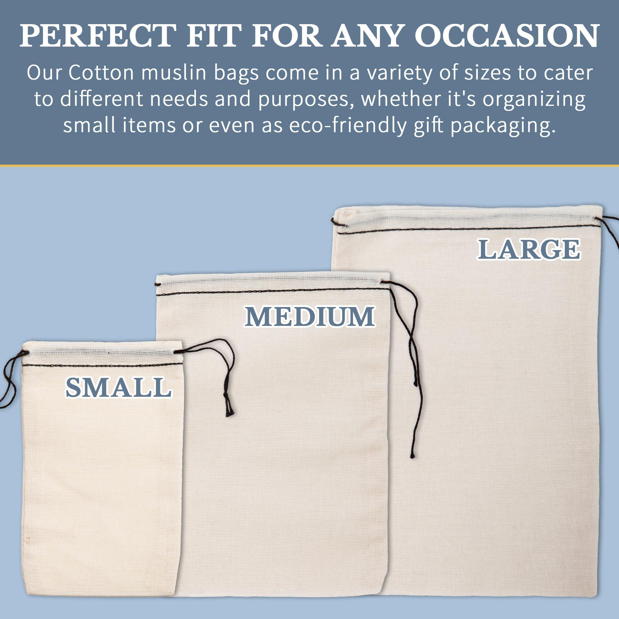 Celestial Gifts Celestial Gifts Muslin Bags with Drawstring 25pcs, 6x8 - Large Drawstring Bags Bulk - Drawstring Gift Bags for Party Favor and DIY Craft - 100% Cotton - Made in USA - (Black Hem and Drawstring)