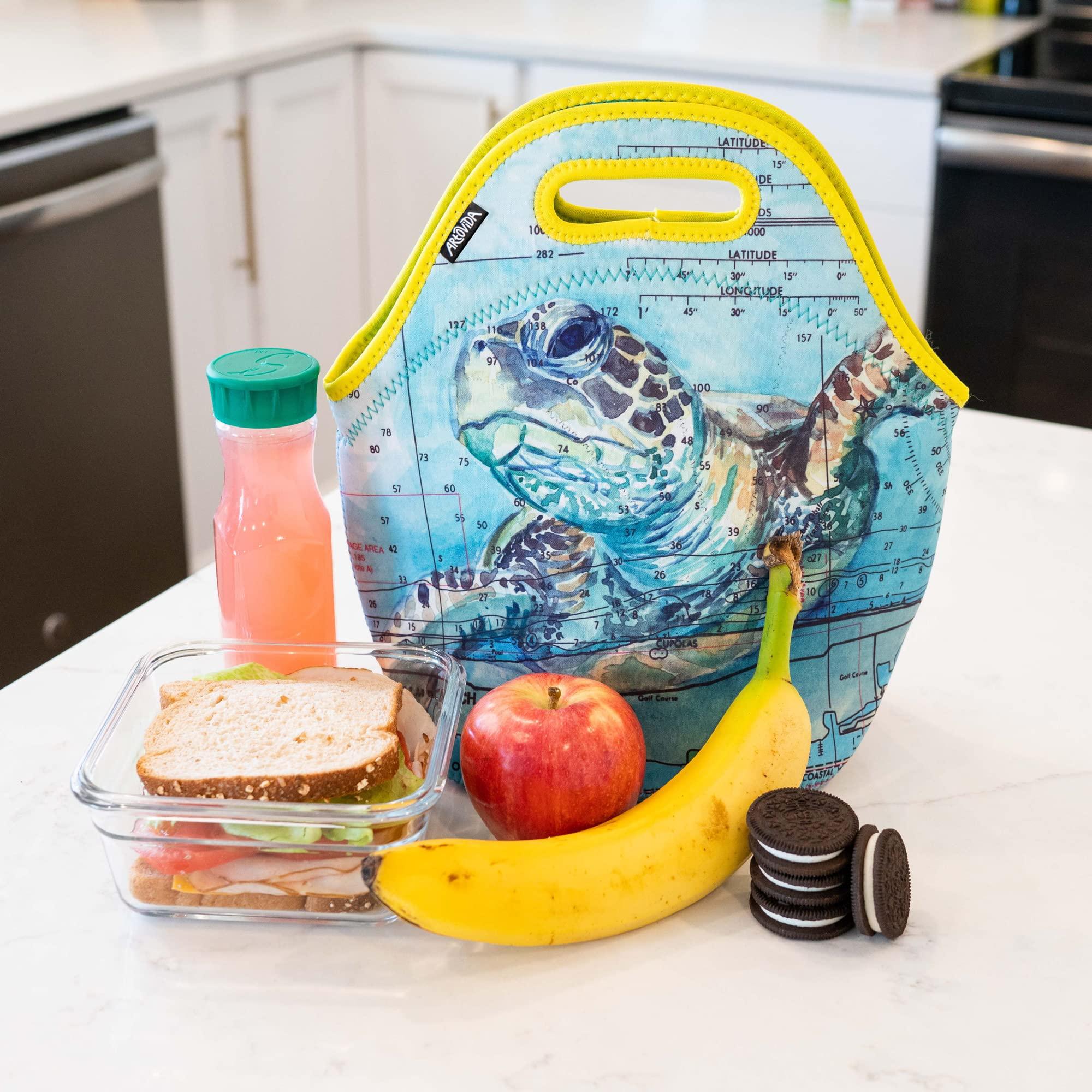 Artovida Artovida Artists Collective Insulated Neoprene Lunch Bag, Washable Soft Lunch Tote for Work and Picnic - Design By Carly Mejeur (USA) Loggerhead Sea Turtle -Classic