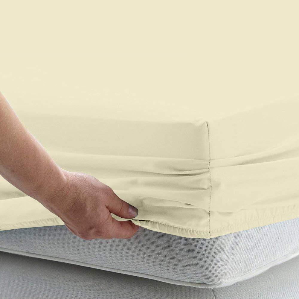 DIFFERENT SHEETING Top Split Cal King Fitted Sheet for Adjustable beds, 100% Cotton 600 TC, 30\" Deep Pocket- 1 PC Half Split Fitted Sheet Only Split Down 34 inches from The Top, Ivory Solid - Split Cal King Size