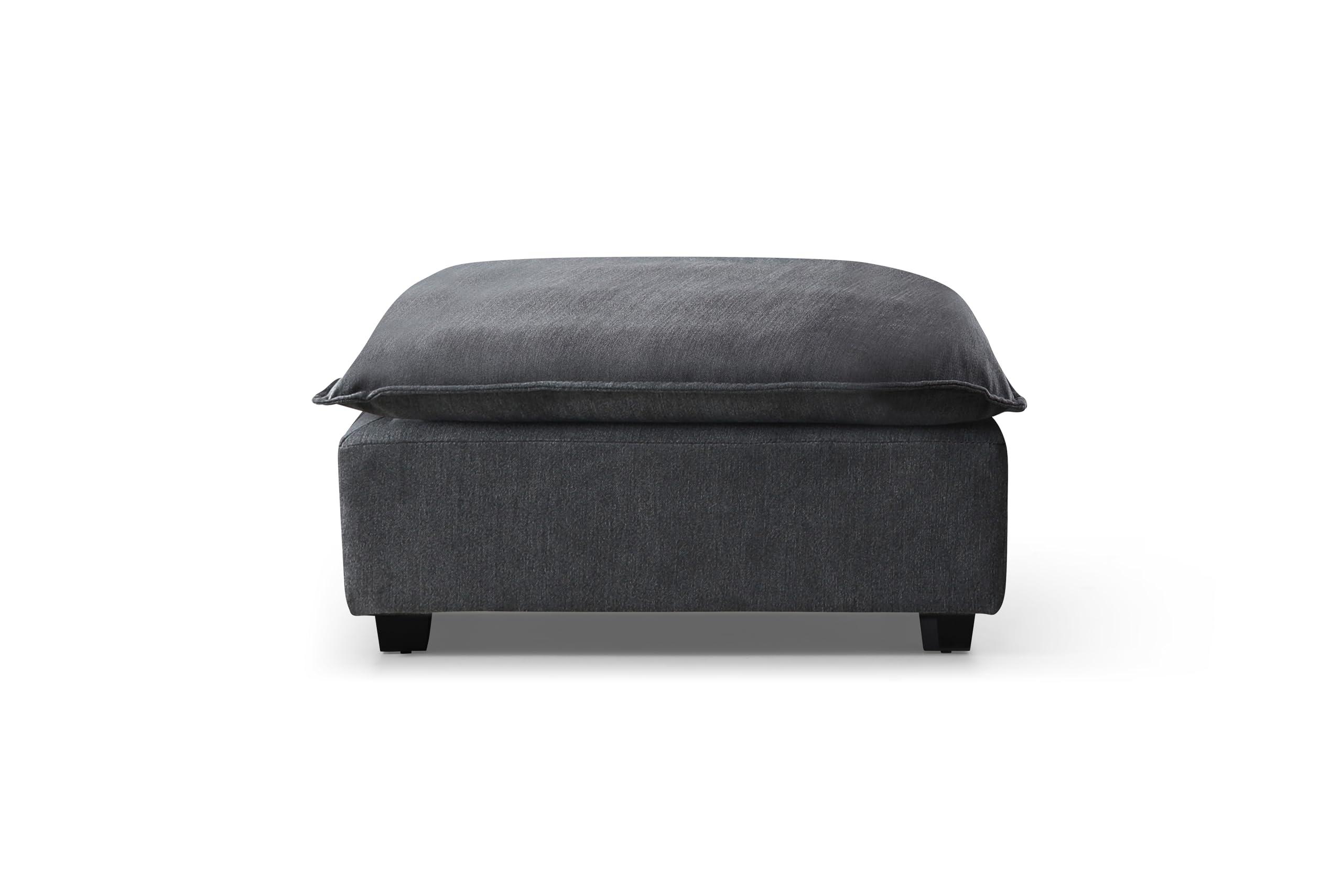 LyuHome 99.3" Modular Sectional Sofa Couch for Living Room, Modern 5-Seat Linen Fabric Sofa Couch Set with Convertible Ottoman,L-Shape Sofa Freely Combinable Sofa for Home Apartment Office, 2 Pillows, Grey