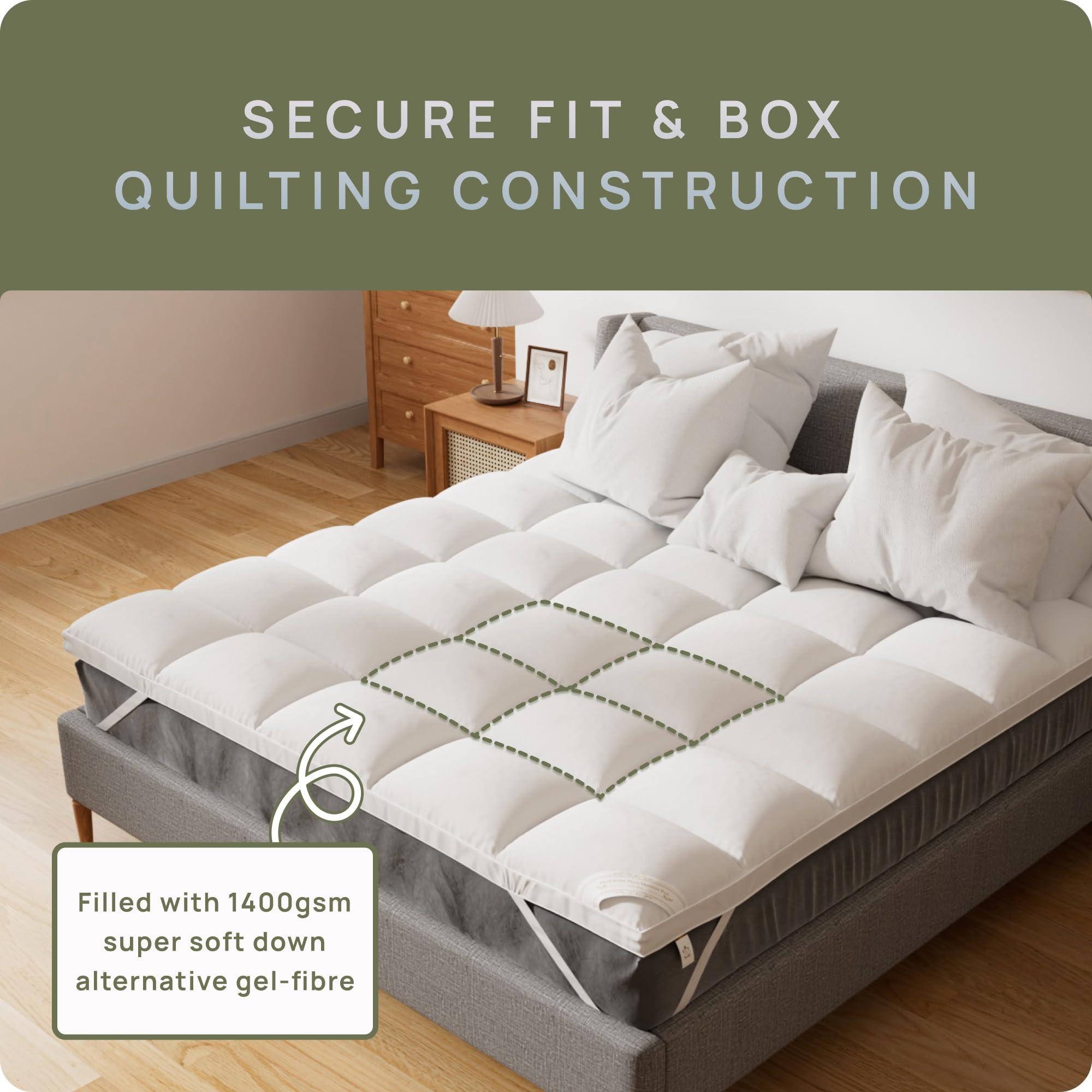 D & G THE DUCK AND GOOSE CO RV Short Queen Mattress Topper - Soft & Extra Thick Pillow Top for Camper Mattress Pad & Protector | Bed Topper for RV Camper Bed, Pop Up and Trailer