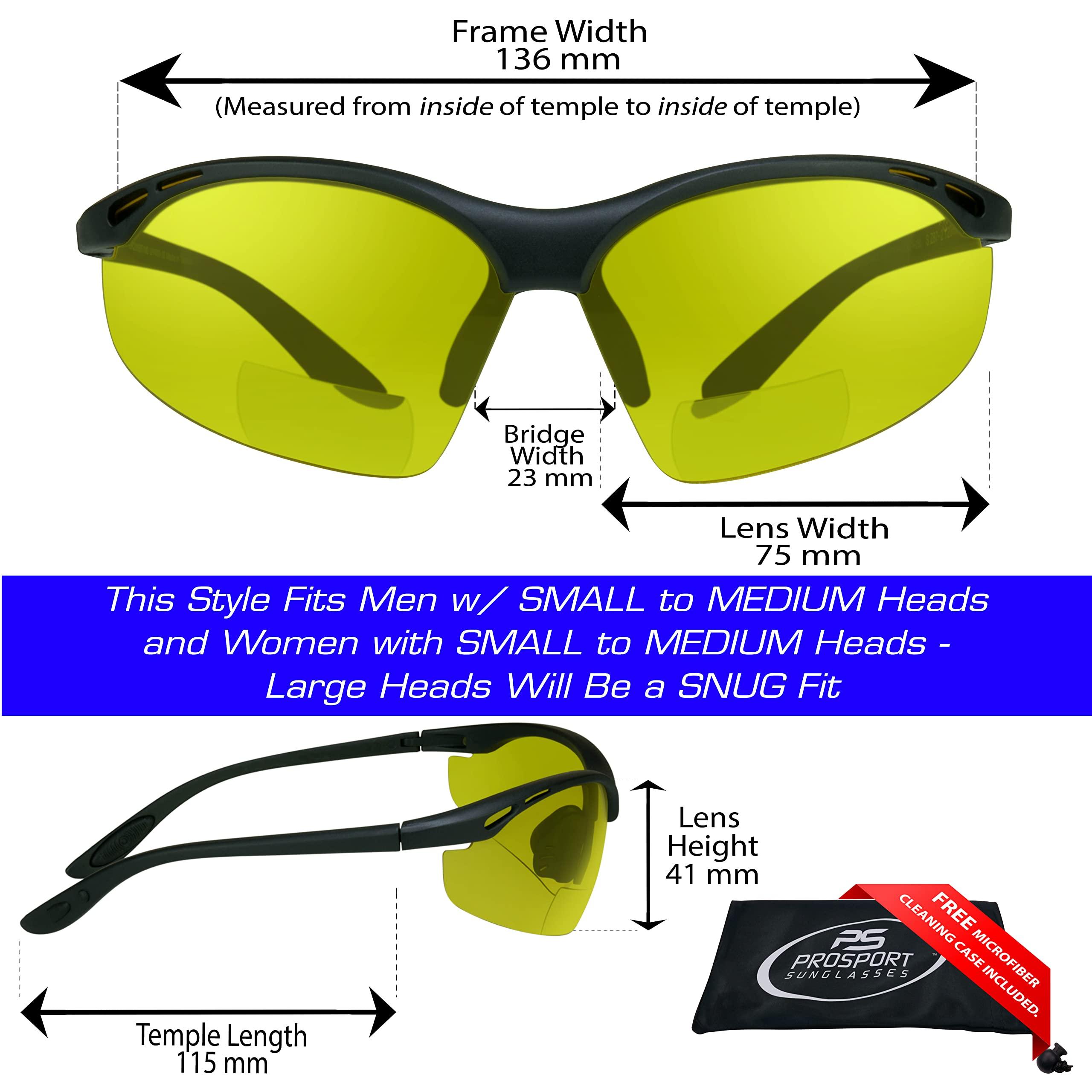 proSPORT proSPORT Safety Bifocal Glasses Yellow Lens +2.00 z87 Semi Rimless Night Driving for Men and Women
