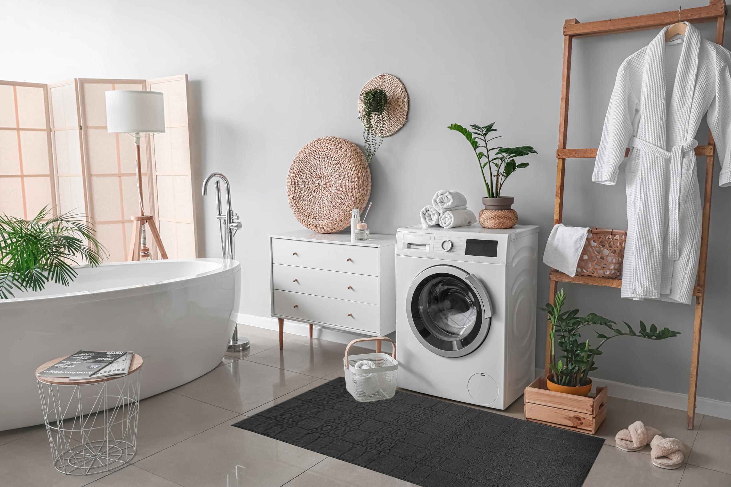 REMNAZ HOME DECOR Custom Length Special Size Non-Slip Carpet Runner Rug for Long Narrow Hallways, Prevent Slippery Cold Floors, Art Anthracite Grey, 25 \'\' X 7 \'