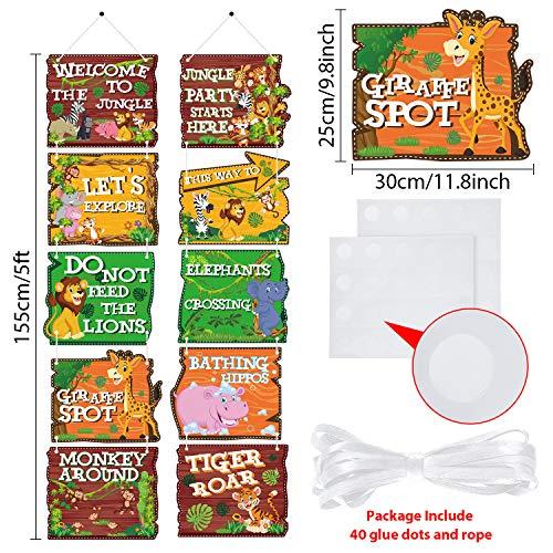 Blulu Blulu 10 Pieces Jungle Animals Party Signs Wild Animals Welcome Door Sign Zoo Animals Cutout for Theme Party Birthday Party Baby Shower Supplies