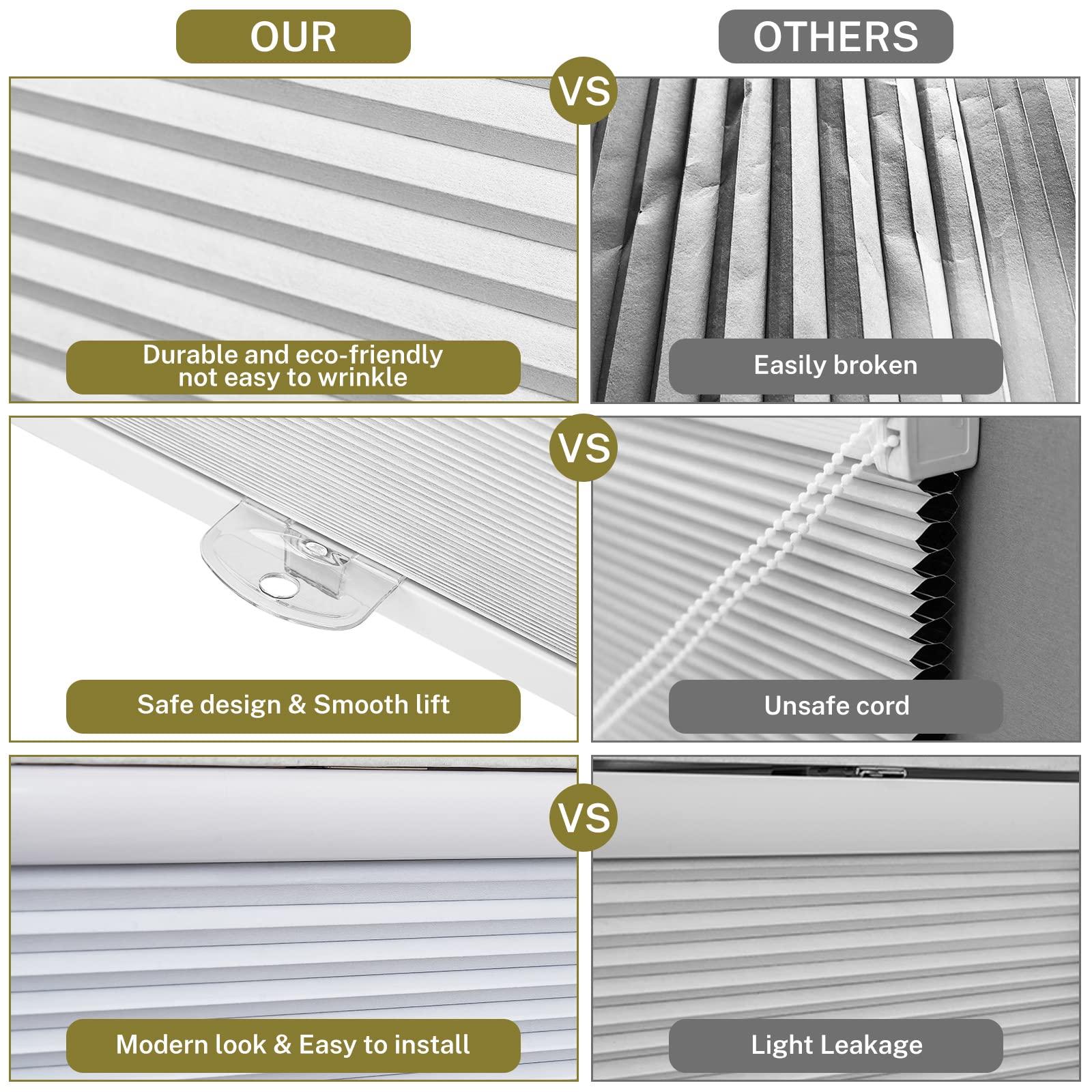 moonice Moonice Top Down Bottom Up Blackout Cellular Shades, Cordless up Down Blinds Bottom up Blinds for Windows Honeycomb Blinds Room Darkening Honeycomb Shades for WindowsEasy to Install