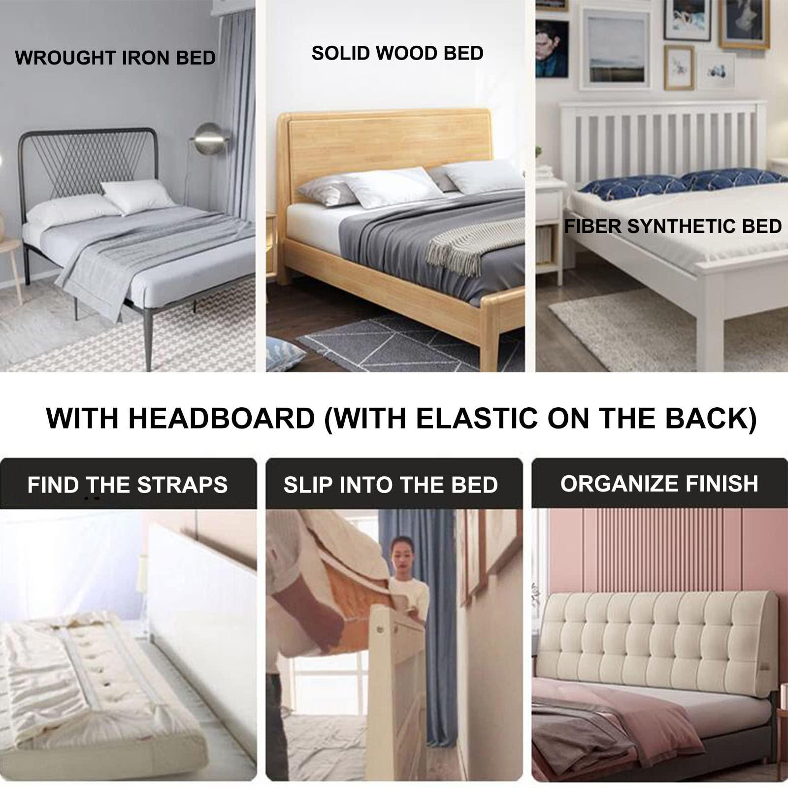 Generic Headboard Wedge Pillow Rectangle Bolster Pillows for Daybed Bunk Bed Cushion Large Support Backrest Bed Rest Reading Pillow Lumbar Positioning Upholstered,C,No headboard 59\"/150cm