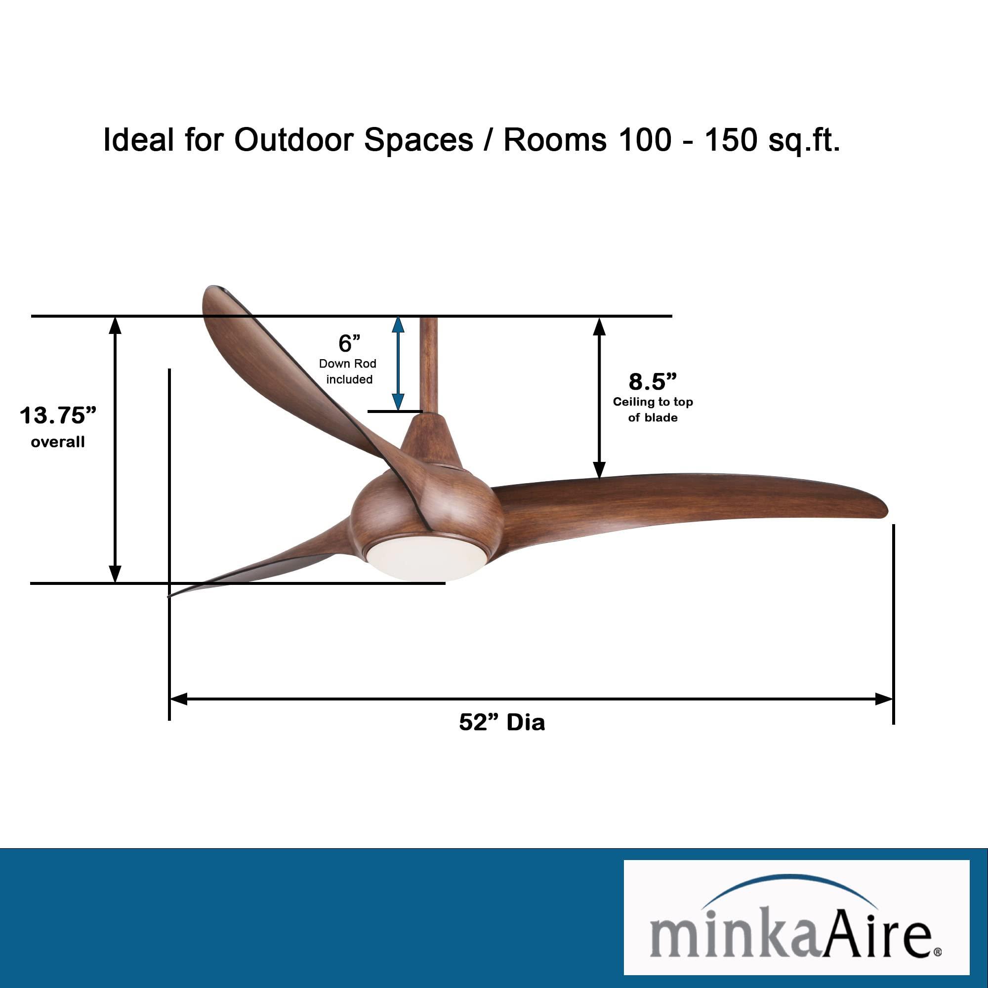 MINKA-AIRE MINKA-AIRE F844-DK Light Wave 52 Inch Ceiling Fan with LED Light Kit, Brown Distressed Koa Finish