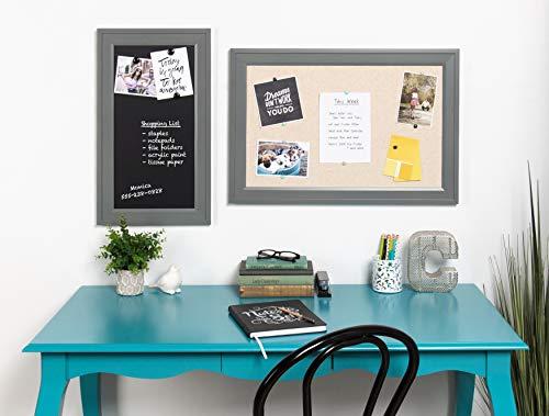 DesignOvation DesignOvation Bosc Framed Linen Fabric Pinboard, 18.5x27.5, Gray